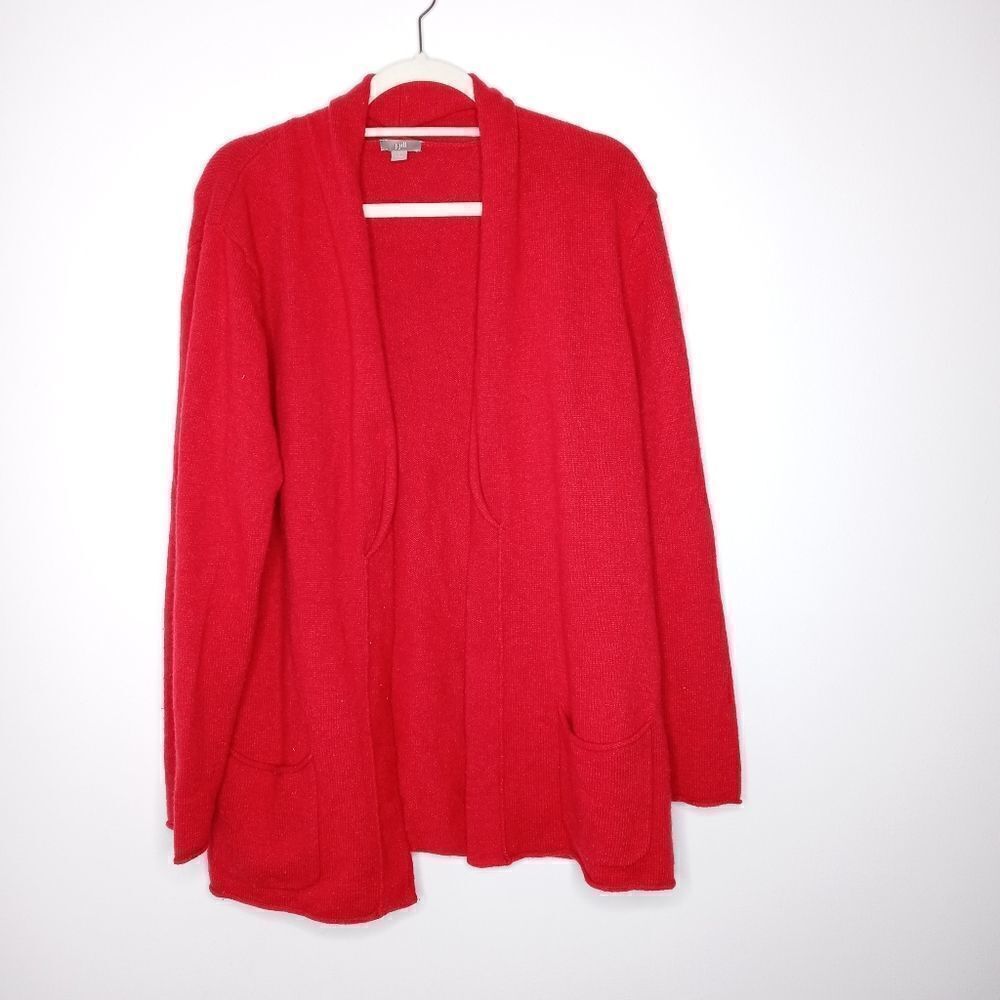 J.Jill merino wool blend red cardigan size large